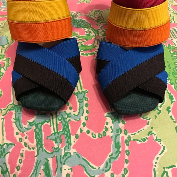 Prada rainbow multicolor elastic heels size 37.5 - Picture 6 of 6